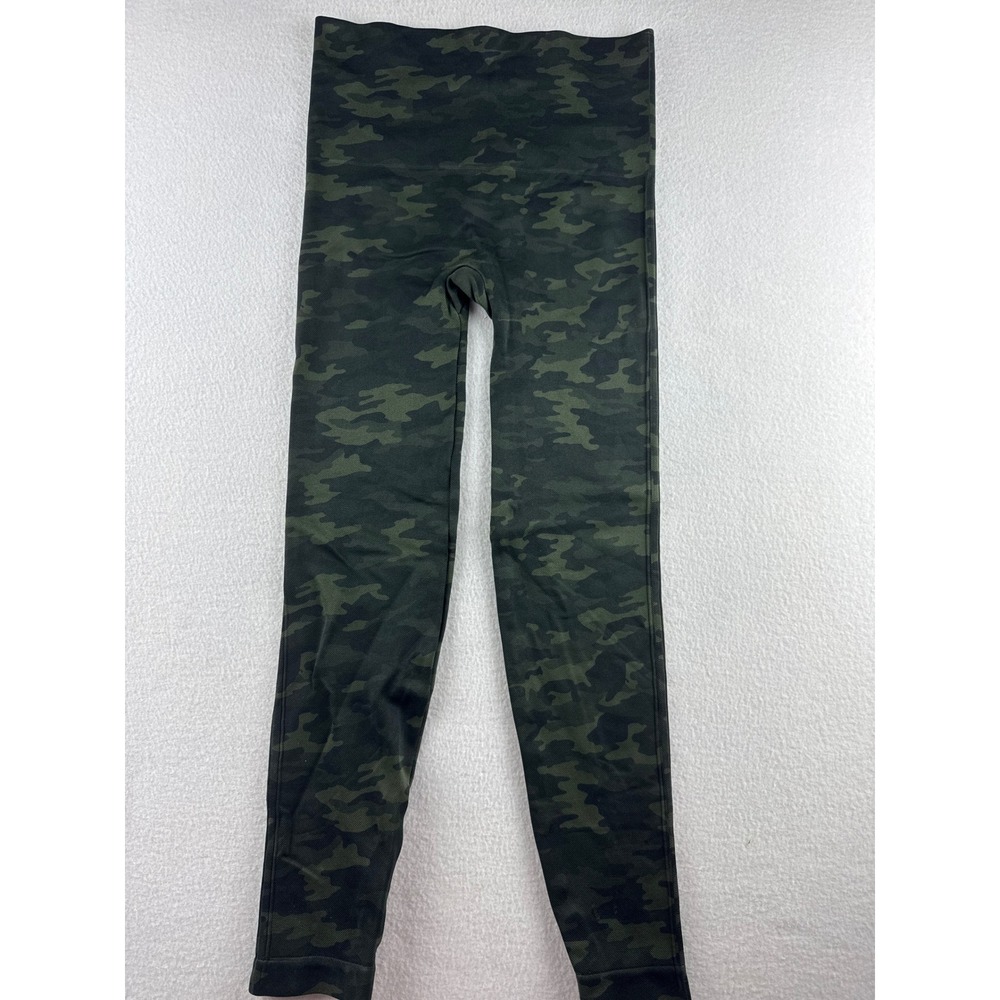 SPANX Camouflage Print High Waist Active Leggings Womens L G Olive Green‎